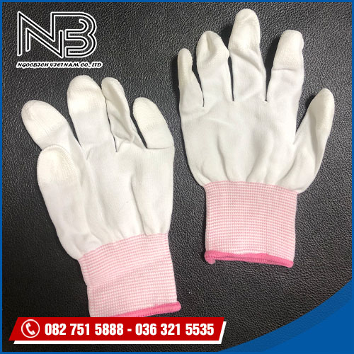 Găng tay màu trắng phủ PU đầu ngón ( Size S )